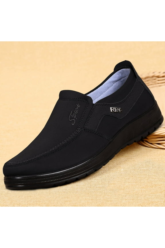 Fashion All Season Men Casual Shoes Flat Bottoms Non Slip Waterproof Uppers Solid Color Comfortable Slip On
