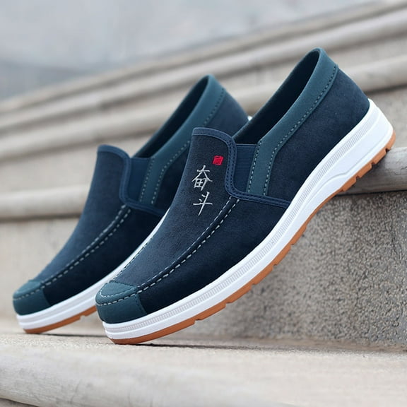 ZTTD Fashion All Season Men Casual Shoes Flat Non Slip Lightweight Suede Cloth Solid Color Comfortable Elastic Slip On