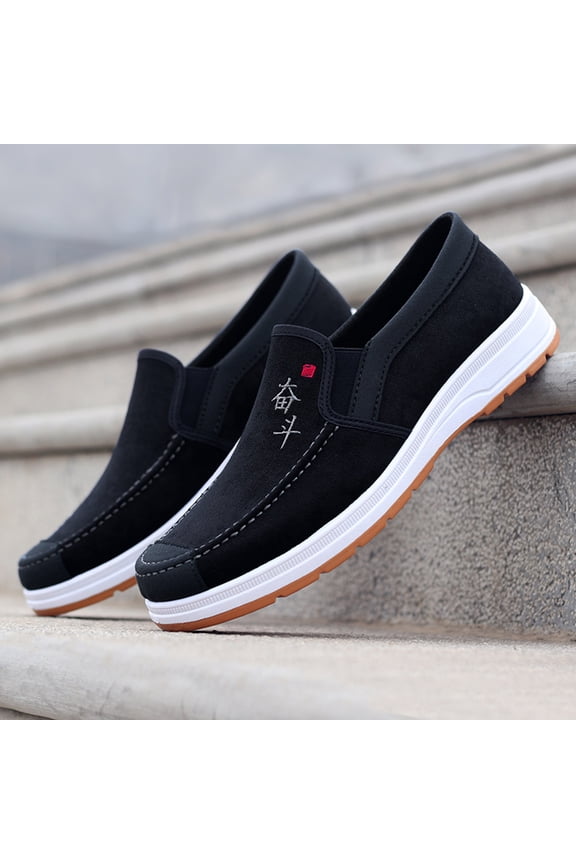 Fashion All Season Men Casual Shoes Flat Non Slip Lightweight Suede Cloth Solid Color Comfortable Elastic Slip On