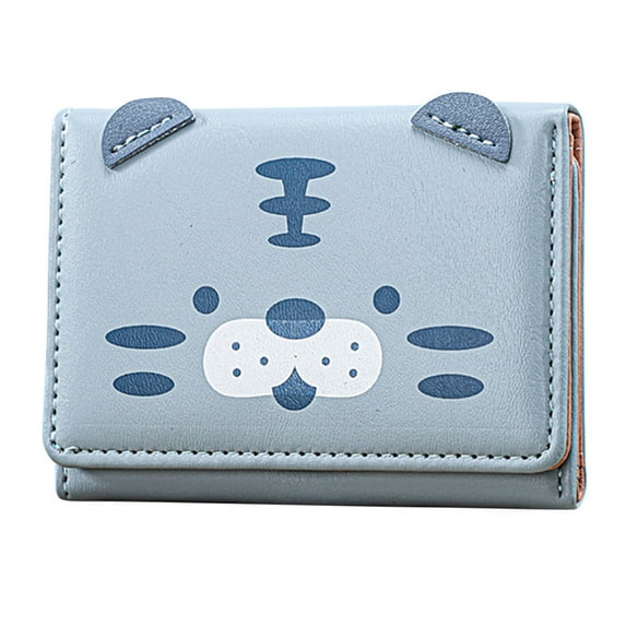 ZTTD Fashion ID Short Wallet Cartoon Cat Prints Women Hasp Purse Multiple Card Slots Clutch Bag Phone Bag