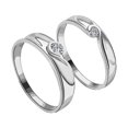 thumbnail image 1 of ZTTD Fashion Silver Plated Zircon Promise Rings For Couples Friend Cute Love Jewelry Gift for Him Her Women Men Boyfriend Girlfriend Size Adjustable, 1 of 9