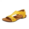 thumbnail image 1 of ZTTD Fashion Spring and Summer Women Sandals Flat Heel Round Toe Light Breathable Large Size Yellow, 1 of 4