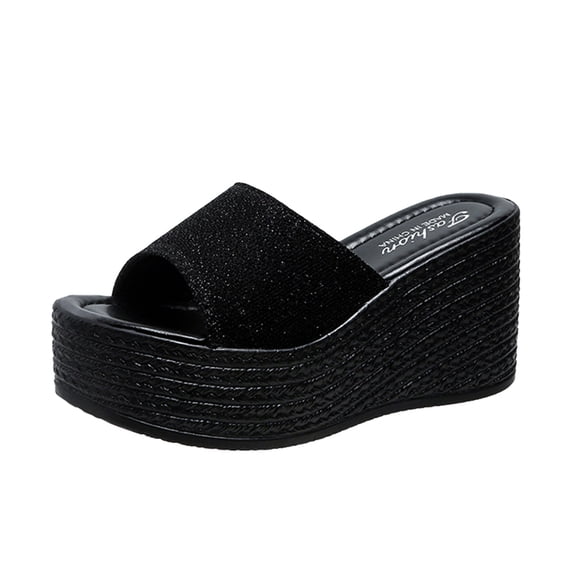 ZTTD Fashion Summer Sandals Wedge Heel Thick Sole Fish Mouth Solid Color Multicolor Casual Slipper Women's Slipper A