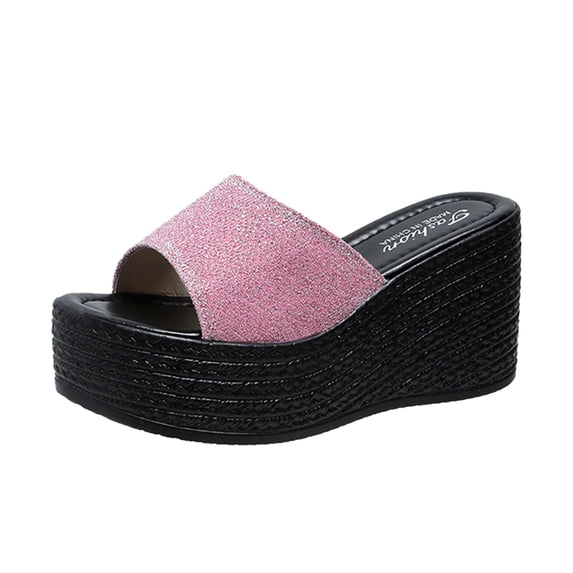 zttd fashion summer sandals wedge heel thick sole fish mouth solid color multicolor casual slipper women's slipper a