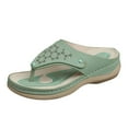 thumbnail image 1 of ZTTD Fashion Women Summer Solid Wedges Breathable Slip On Open Toe Sandals Comfortable Beach Shoes Slippers Green, 1 of 5