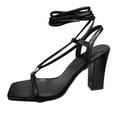 thumbnail image 1 of ZTTD Fashion Womens High Heels Breathable Lace Up Shoes Casual Toe Knob Sandals Black, 1 of 8