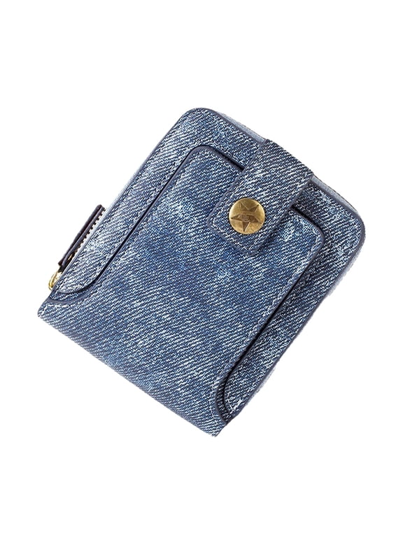 Foreign Trade New Men's Short Multi Functional Denim Fabric Horizontal Zipper Wallet