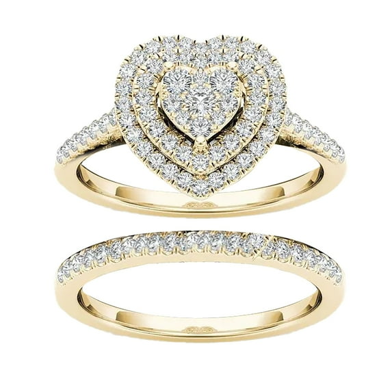 ZTTD Full Diamond Love Shaped Ring Fashion Hollow Carving Diamond Ring Size 5~11