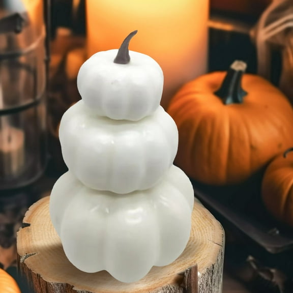 ZTTD Halloween Stacked Pumpkin Tower Fake Artificial DIY Crafts Decoration Decorative Paintable Pumpkins Autumn Fall Centerpiece for Home Party Table Christmas Wedding