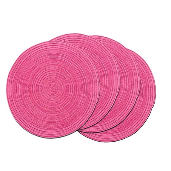 ZTTD Hot Pink Round Cotton Woven Table Mats Woven Placemats Non Slip Table Mats Set Of 4 for Dining Tables Washable 15 Inches