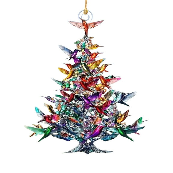 ZTTD Hummingbird Christmas Ornament, Colorful Hummingbirds Tree Decor, Stacked Hummingbird Ornament for Christmas, Winter Hummingbirds Home Decoration, for Bird Lovers (1PC)