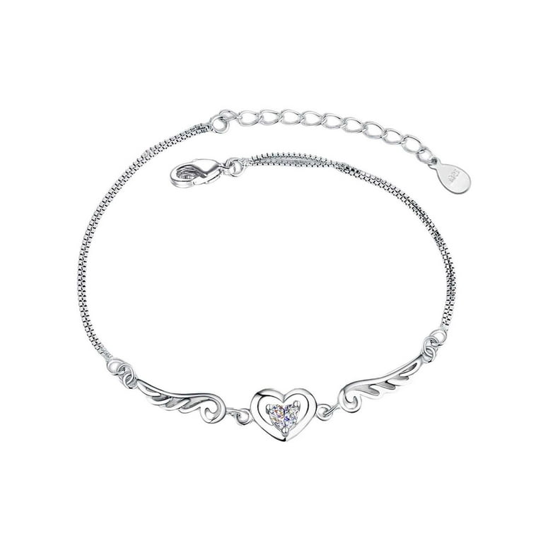 ZTTD Ladies Charms Bracelet Metal Heart Adjustable Chain Bracelet