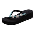 thumbnail image 1 of ZTTD Ladies Fashion Summer Flip Flops Casual Rhinestone Flowers Thick Sole Sandals Green, 1 of 6