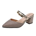 thumbnail image 1 of ZTTD Ladies Fashion Summer Solid Color Sequin Pointed Thick High Heeled Casual Sandals Gold, 1 of 7