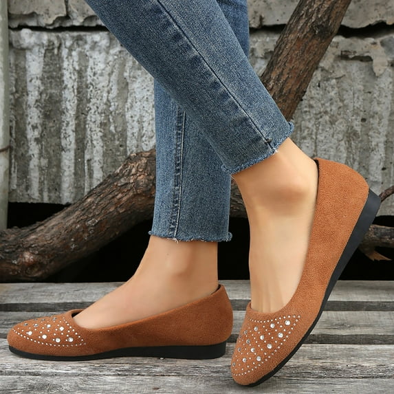 ZTTD Ladies Flats Casual Shoes Women Shoes Single Shoes Pointed Toe Work Shoes