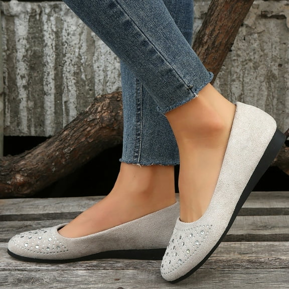 ZTTD Ladies Flats Casual Shoes Women Shoes Single Shoes Pointed Toe Work Shoes