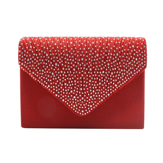 ZTTD Ladies Large Evening Satin Bridal Diamante Ladies Clutch Bag Party Prom Envelope