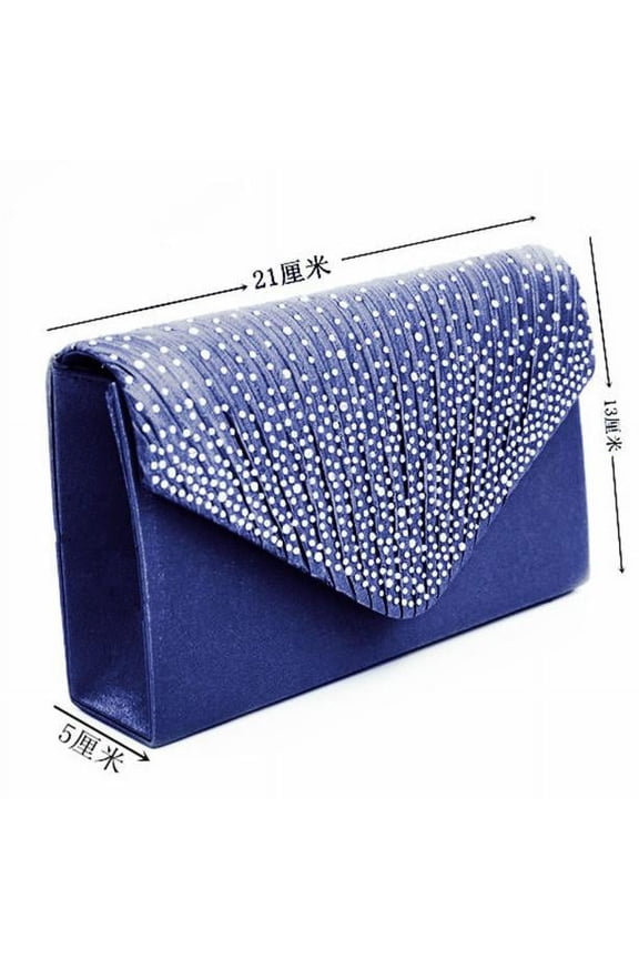 Ladies Large Evening Satin Bridal Diamante Ladies Clutch Bag Party Prom Envelope