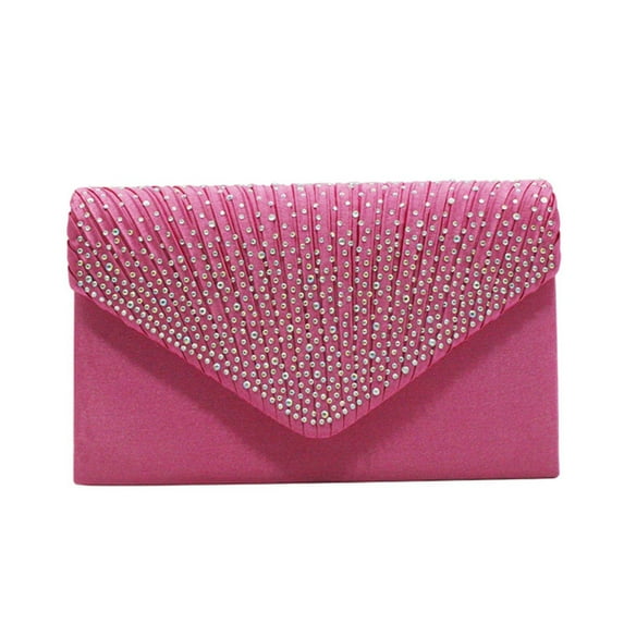 ZTTD Ladies Large Evening Satin Bridal Diamante Ladies Clutch Bag Party Prom Envelope