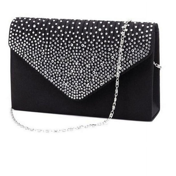 ZTTD Ladies Large Evening Satin Bridal Diamante Ladies Clutch Bag Party Prom Envelope