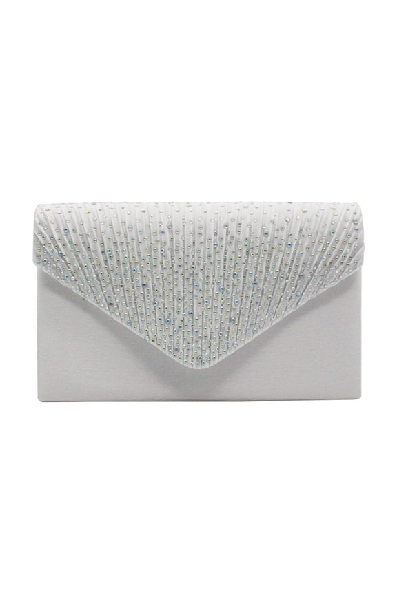 Ladies Large Evening Satin Bridal Diamante Ladies Clutch Bag Party Prom Envelope