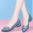 thumbnail image 1 of ZTTD Ladies Shoes Fashion Shallow Mouth Thick Heel Pointed Toe Slip-On Casual Shoes, 1 of 6