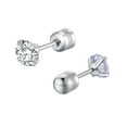 thumbnail image 1 of ZTTD Lady Pack Of Titanium Screw Back Earrings For Sensitive Ears Titanium Steel Thin Cylinder Simple Diamond Encrusted Earrings A, 1 of 5