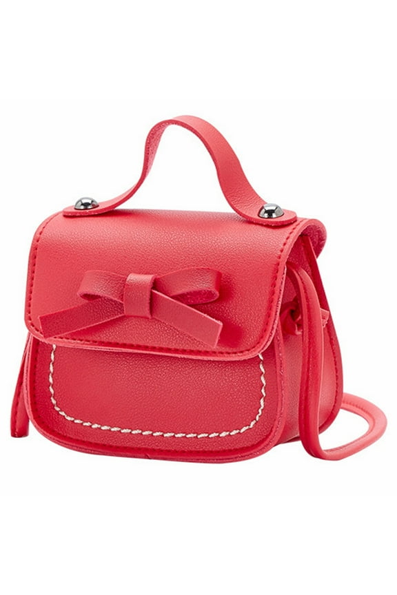 Little Girl's Leather Shoulder Bag for Girls One Shoulder Bag Solid Color Mini Bowknot Fashion Shoulder Kids