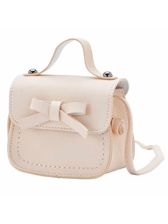 Little Girl's Leather Shoulder Bag for Girls One Shoulder Bag Solid Color Mini Bowknot Fashion Shoulder Kids