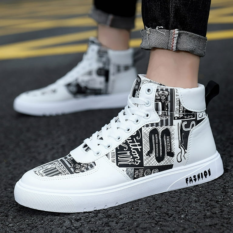 ZTTD Men Shoes High Top Fashion Casual Shoes for Walking Lace Up