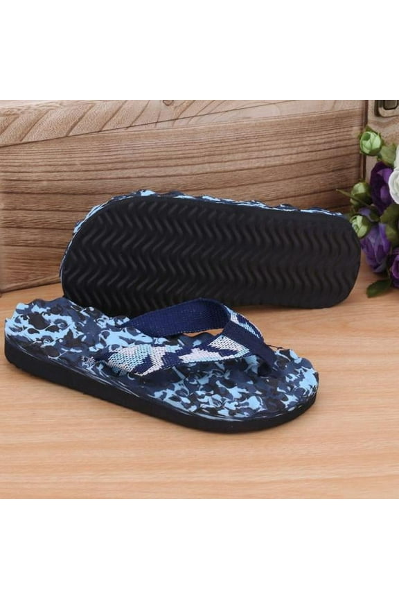 Men Summer Camouflage Flip Flops Shoes Sandals Slipper Indoor & Outdoor Flip-Flops Blue