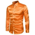 thumbnail image 1 of ZTTD Men's Casual Fashion Glossy Long-Sleeved Lapel Shirt, 1 of 5