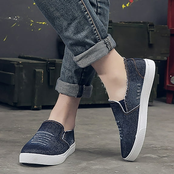 ZTTD Men's New Spring and Autumn Fisherman's Shoes Canvas Thick Soled Denim Slip On Shoes
