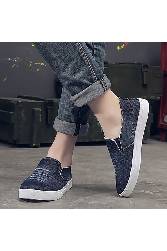 Men's New Spring and Autumn Fisherman's Shoes Canvas Thick Soled Denim Slip On Shoes