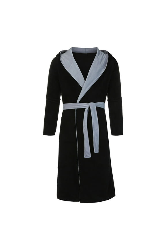 Men's Winter Lengthened Plush Shawl Bathrobe Home Clothes Long Sleeved Robe Coat
