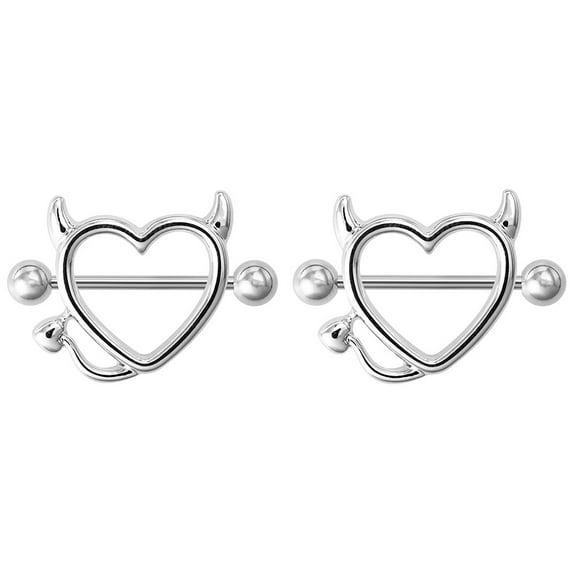 ZTTD PAIR Nipple Shields Fangs Design Body Jewelry Steel Barbell Rings Body Jewelry Accessories for Women Girls