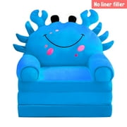 ZTTD Plush Foldable Kids Sofa Backrest Armchair 2 In 1 Foldable Children Sofa Cute Cartoon Lazy Sofa Children Flip Open Sofa Bed For Living Room Bedroom Without Liner Filler