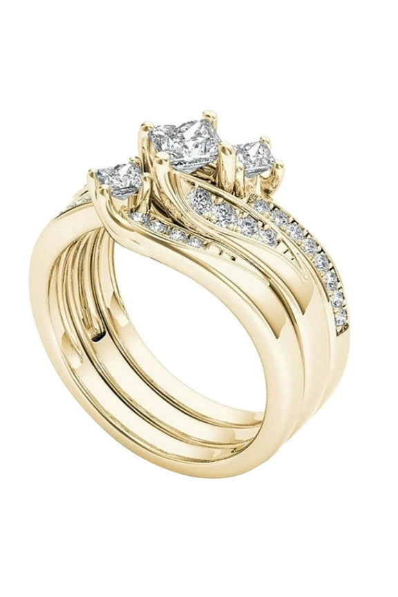 Silver Gold Promise Rings Delicate Design Knot Set Rhinestone Fashion Ring Light Ring
