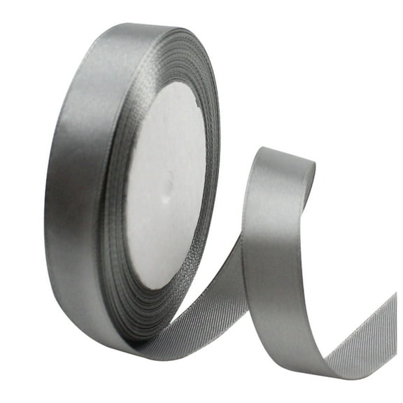 ZTTD Silver Satin Ribbon 0.6 Inch, 25 Yards Silver Fabric Ribbon for Flower Bouquets, Gift Wrapping, Hair Bows, Handicrafts, Sewing Projects, Wedding Party, Wreath and Christmas Decorations