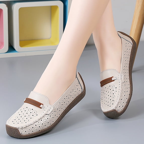 ZTTD Slip On Women Comfort Walking Hollow Out Flat Loafers Casual Shoes Driving Loafers Walking Shoes for Women