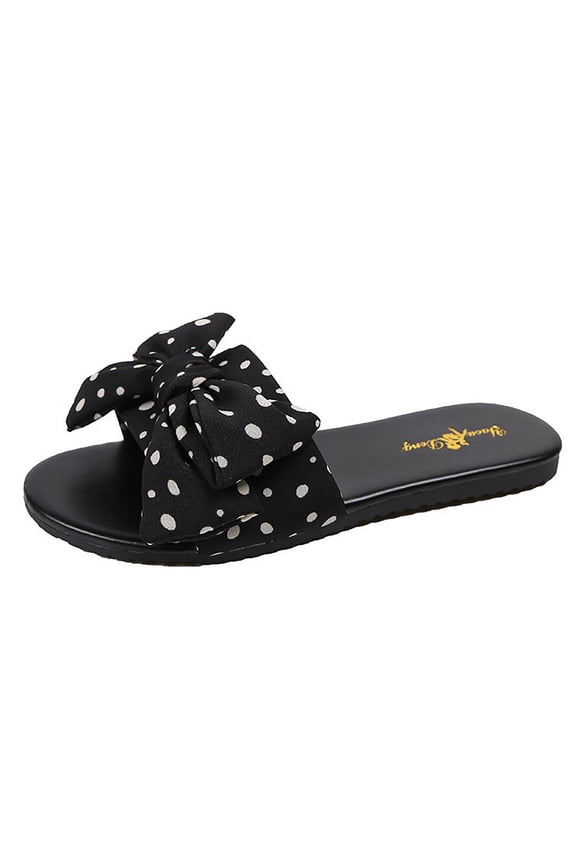Summer Women's Flat Fashion Casual Polka Dot Bow Roman Sandals Women's Slipper A