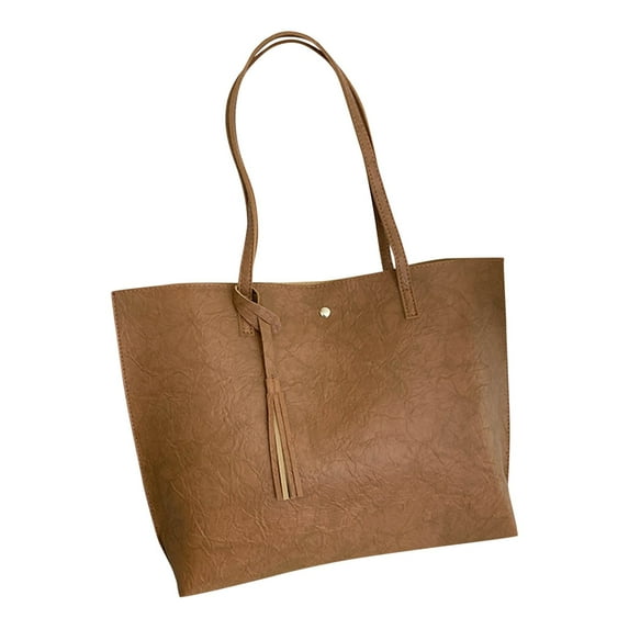 ZTTD Tassel Tote Leather Bag for Women, Ladies Large Capacity Fashion Shoulder Handbag Bag Purses Satchel Messenger Bags for Woman Work Shopping