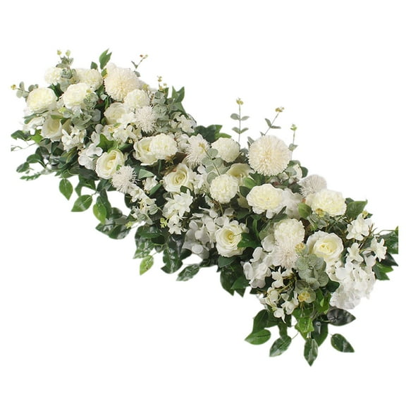 ZTTD Wedding Arch Artificial Flower Panels - 1Pack Faux Floral Swags Rose Silk Fake Peony Realistic Corner 3D Flower Row Arrangement Combo for Wedding Reception Ceremony (White)
