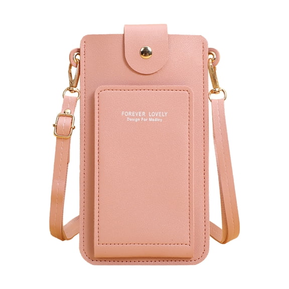 ZTTD Women Artificial Leather Solid Color Hasp Transparent Operation Ccreen Phone Bag Shoulder Bag Messenger Bag A