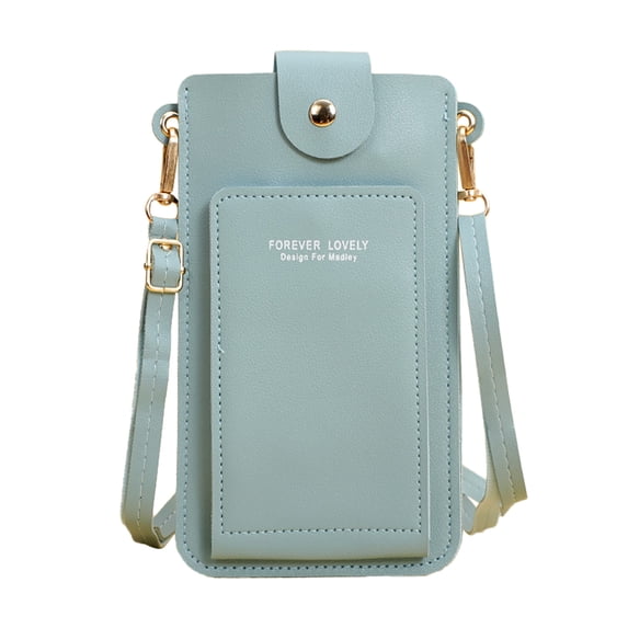 zttd women artificial leather solid color hasp transparent operation ccreen phone bag shoulder bag messenger bag a