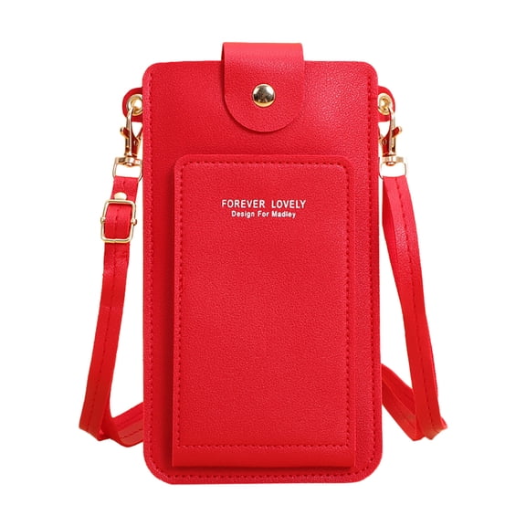 ZTTD Women Artificial Leather Solid Color Hasp Transparent Operation Ccreen Phone Bag Shoulder Bag Messenger Bag A