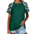 thumbnail image 1 of ZTTD Women Camouflage Print Crew Neck Short Sleeve Colorblock T Shirt Top, 1 of 7