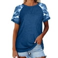 thumbnail image 1 of ZTTD Women Camouflage Print Crew Neck Short Sleeve Colorblock T Shirt Top, 1 of 7