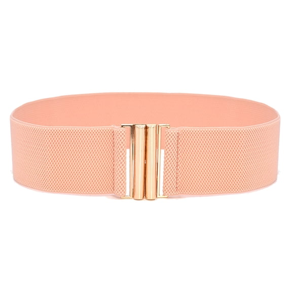 ZTTD Women Elastic Waist Belt Metal Buckle Waistband Solid Color Wide Belt Female Apparel Accessories A