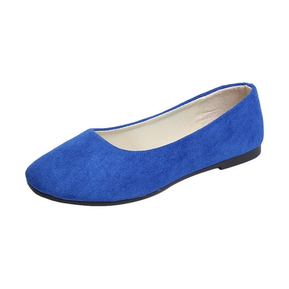 ZTTD Women Girls Solid Big Size Slip On Flat Shallow Comfort Casual Single Shoes Blue